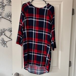 Native Youth Red and Blue‎ Plaid Size Medium Dress